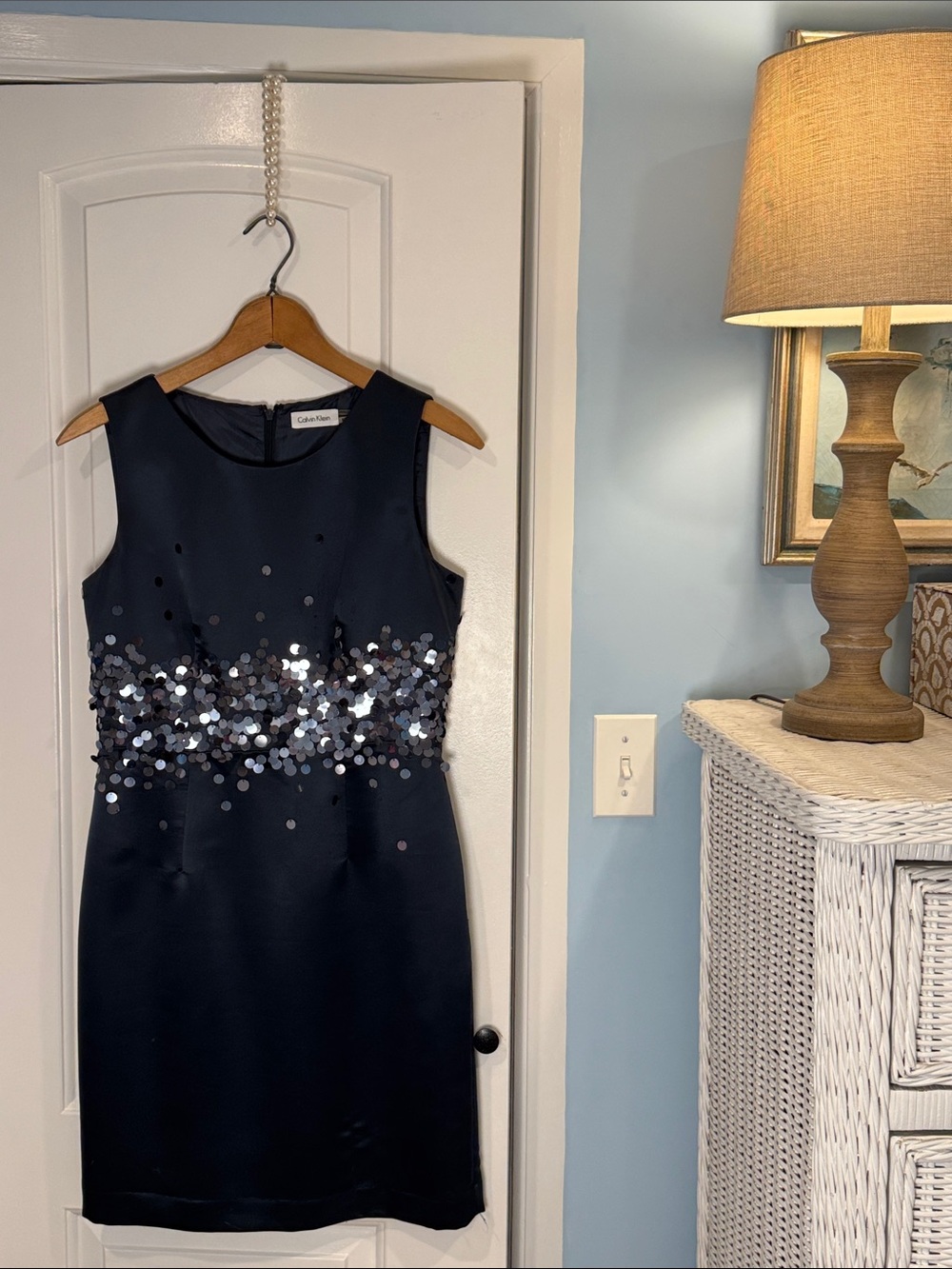 Calvin Klein Navy Sleeveless Sequin Mini Dress